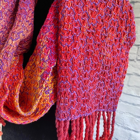 HAND LOOMED ARTSY COLORFUL ACRYLIC SCARF NWOT - Picture 3 of 4